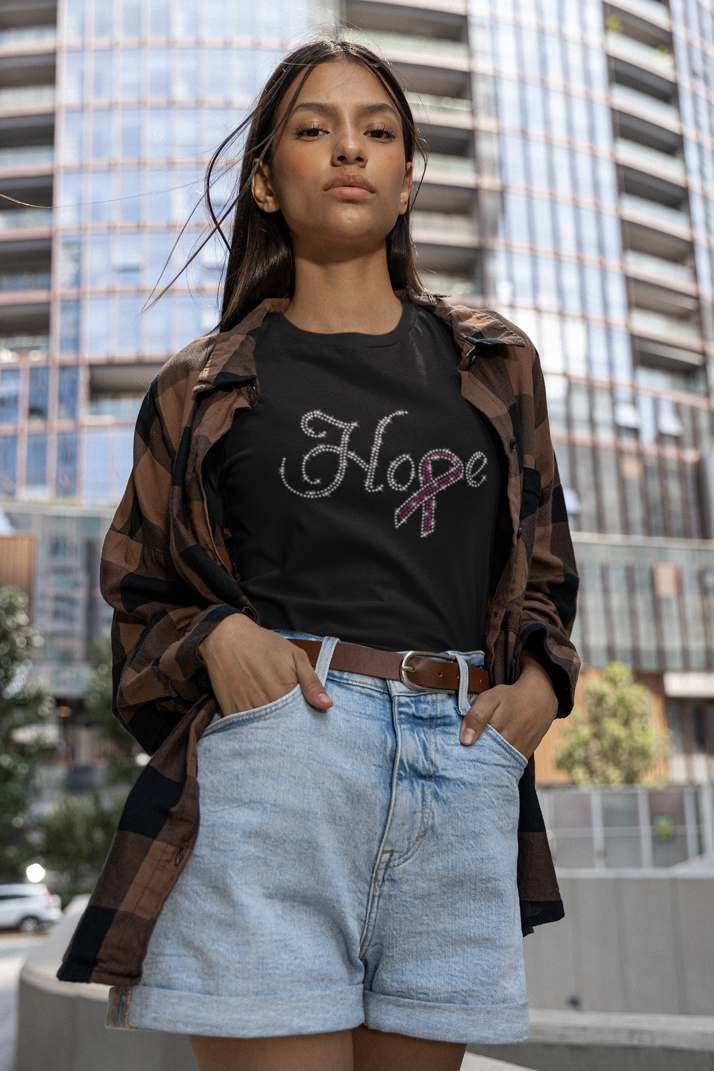 Rhinestone 'Hope' Breast Cancer Tee